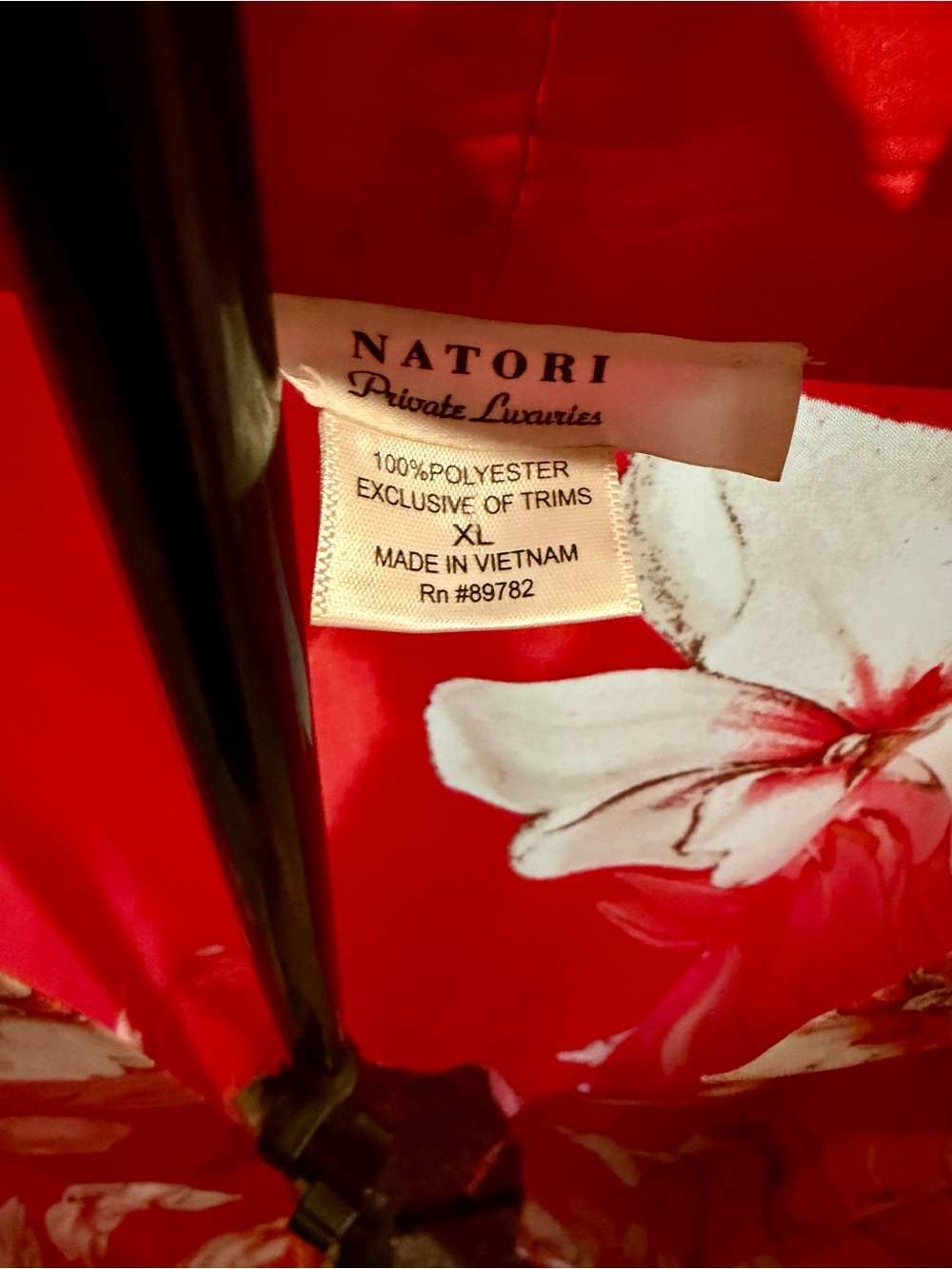 Natori Red Floral Satin Kimono Robe - Women Intimates & Sleepwear - Picture 4 of 4